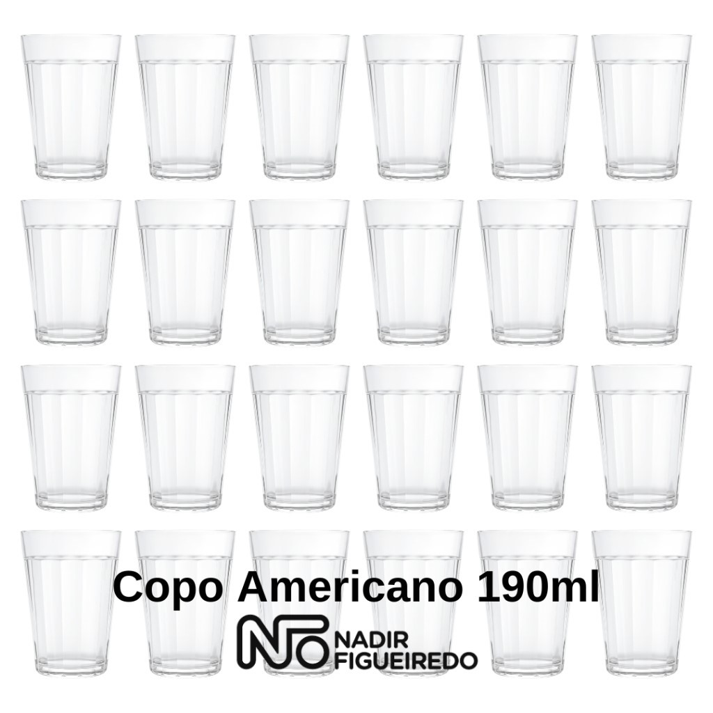 Kit Jogo 12/24/48 Copos Americano Nadir 190ml vidro bar restaurante café cerveja suco Ref. 2010