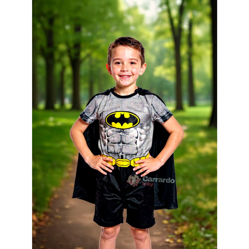 Fantasia Infantil Menino Batman Com Capa Herói Cosplay Roupa Festa Achadinhos Barato Pres…