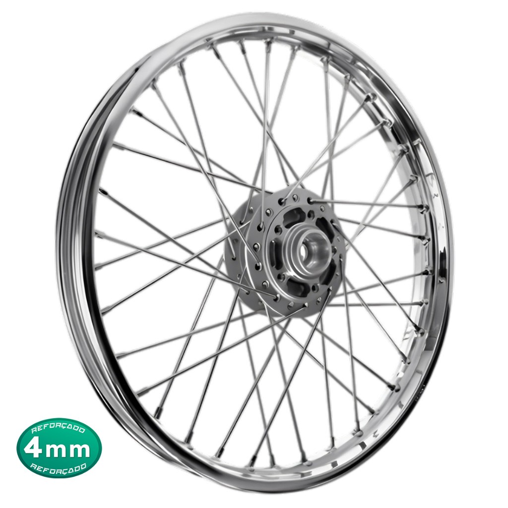 Roda Calha Jante Dianteira Titan 150 Titan 160 Fan 150 Fan 160 Fan 125 09/18 Start 160 Raios 4mm Cromado Disco
