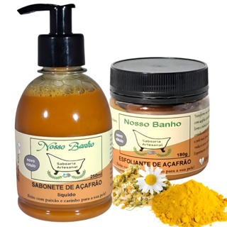 Sabonete Líquido e Esfoliante de Açafrão Facial e Corporal em Oferta na Shopee