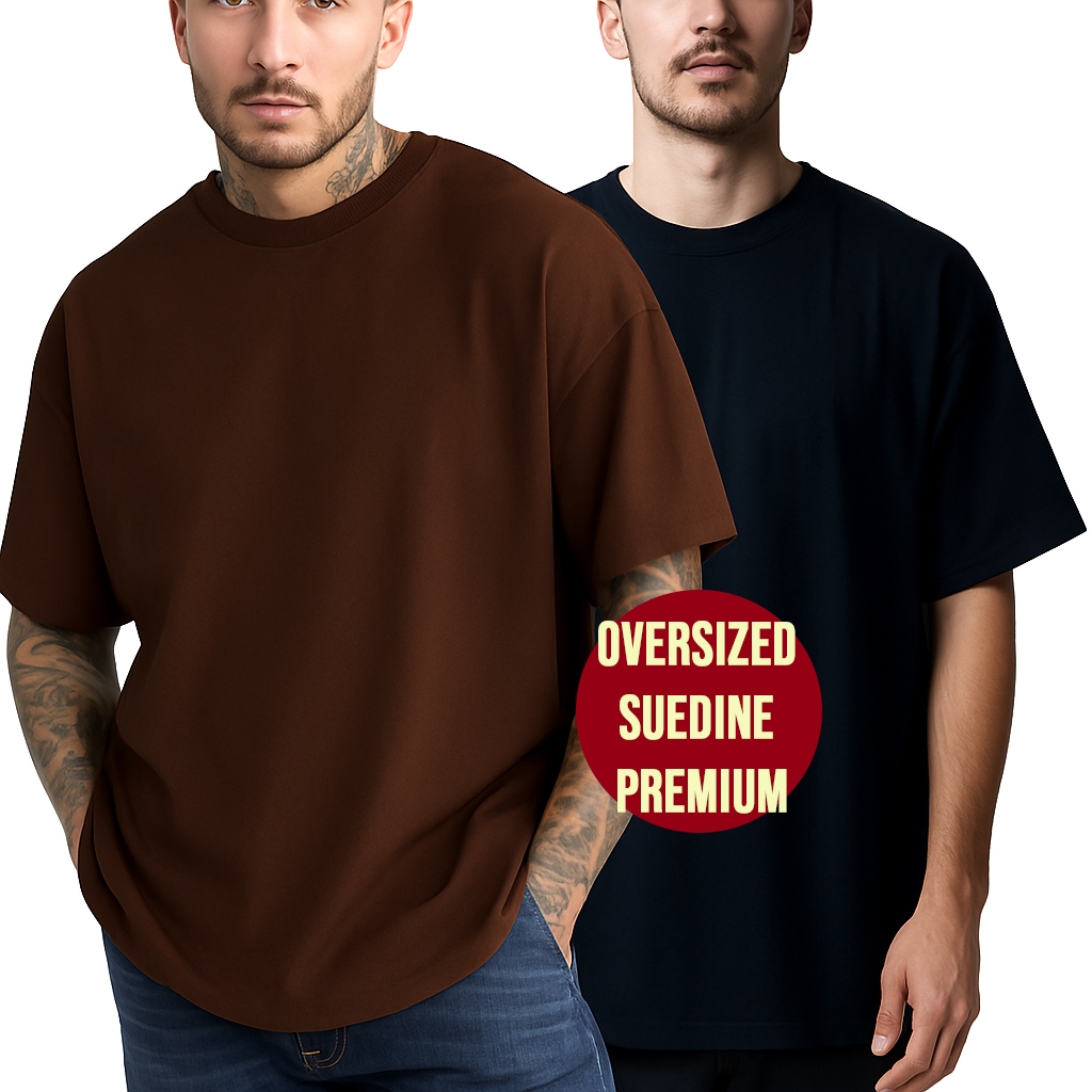 Kit 2 Camiseta Peruana Oversized Peruana Suedine Malhão 250 Gramatura 100% Algodão Heavy Duty