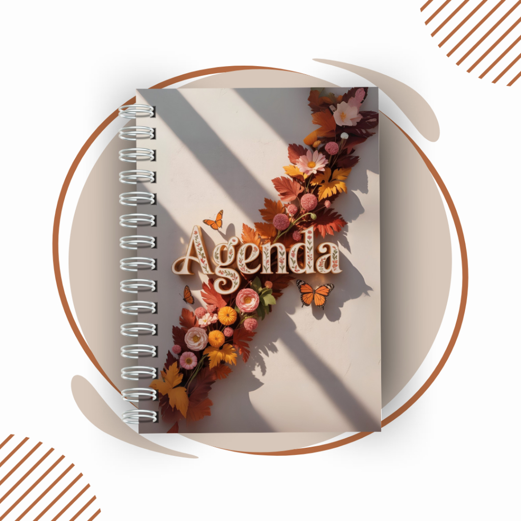 Agenda 2026 A5 Floral Luxo Capa Dura Personalizada Com Nome Versátil Para Bolsa Trabalho Estudo