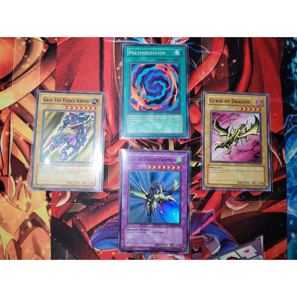 Combo Fusão - Gaia + Curse + Polymerization + Gaia the Dragon Champion. Yugioh Original Konami.