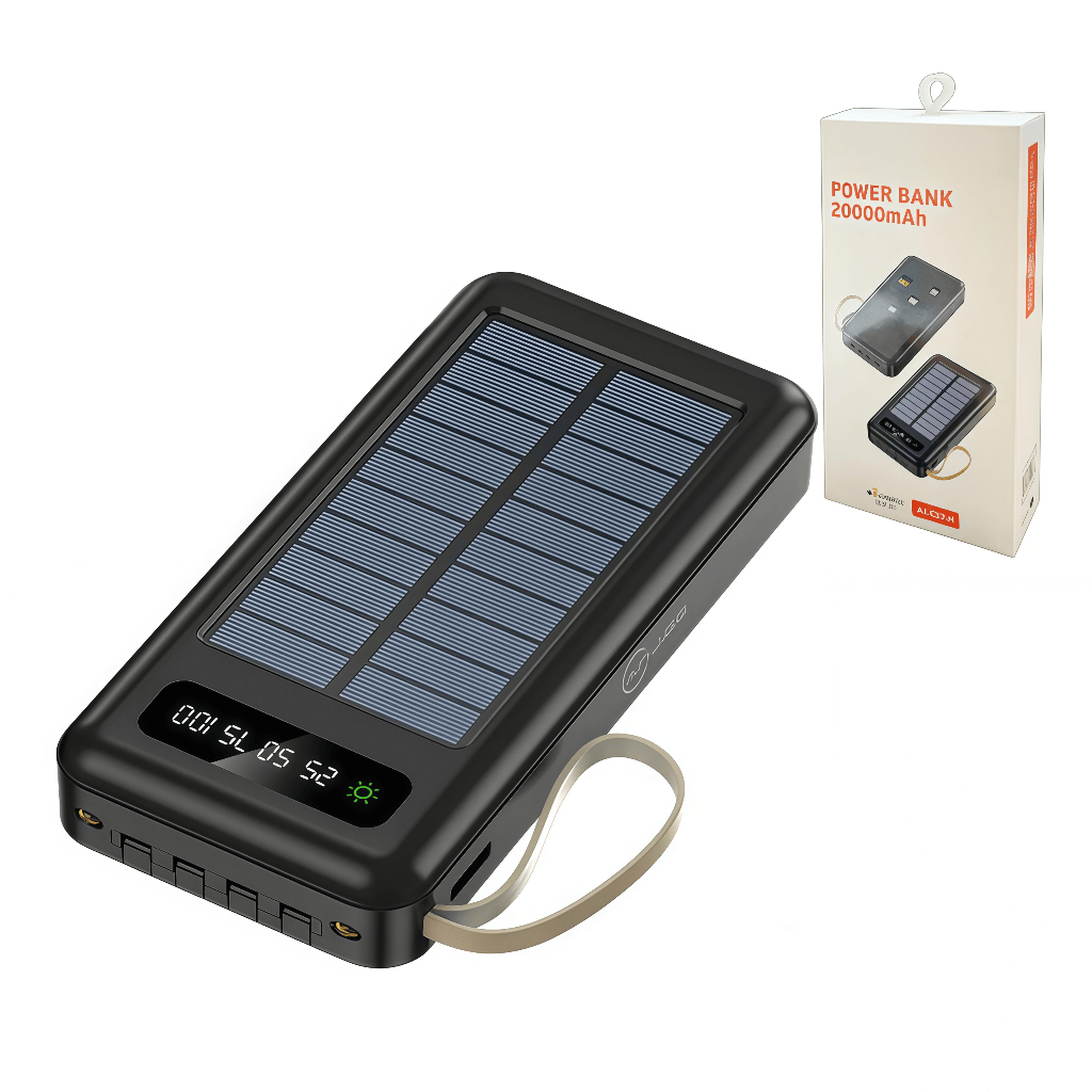 Carregador Portátil Power Bank Solar 20.000mah Com cabos 5 Em1 LED lanterna  VIVA