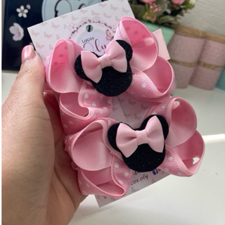 Par de Laços  infantil na Presilha Minnie Rosa em Oferta na Shopee