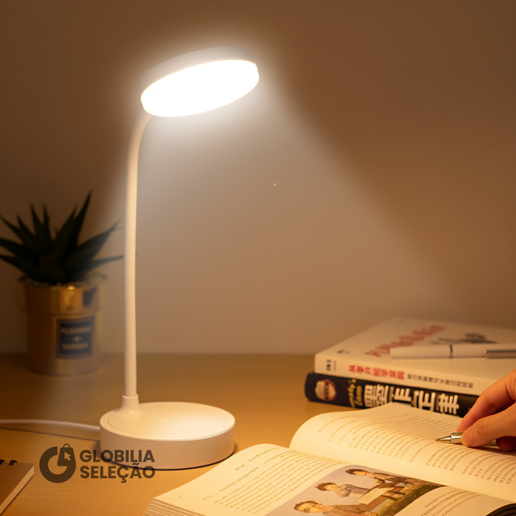 Luminária Abajur de Mesa LED Luz Recarregável Touch Haste Autonomia Ultra Longa Flexível Lâmpada De Estudo Sem Fio