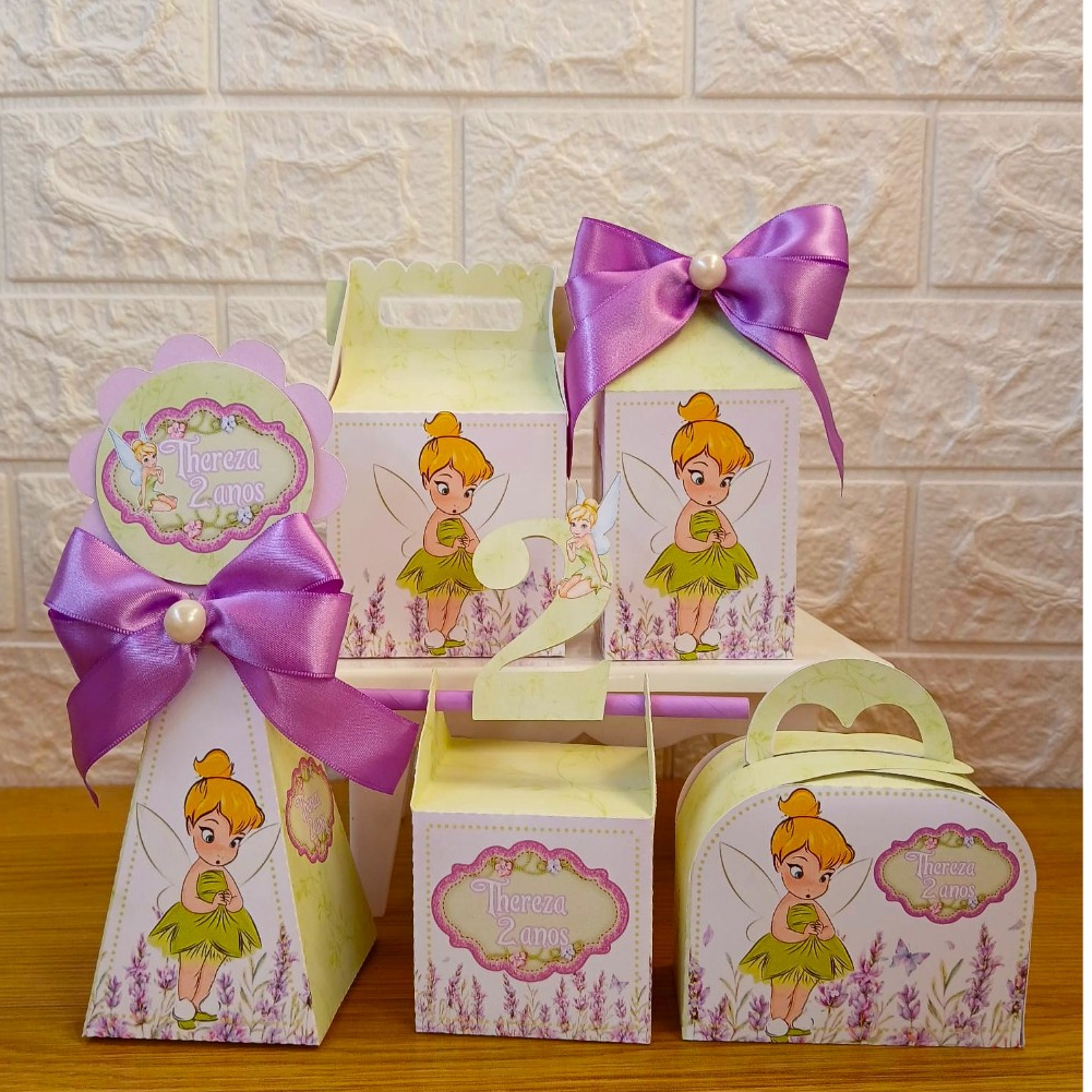 PEGUE E MONTE - Kit Festa Personalizado Sininho Tinker Bell Lembrancinhas Caixinha de aniversário Para Festa