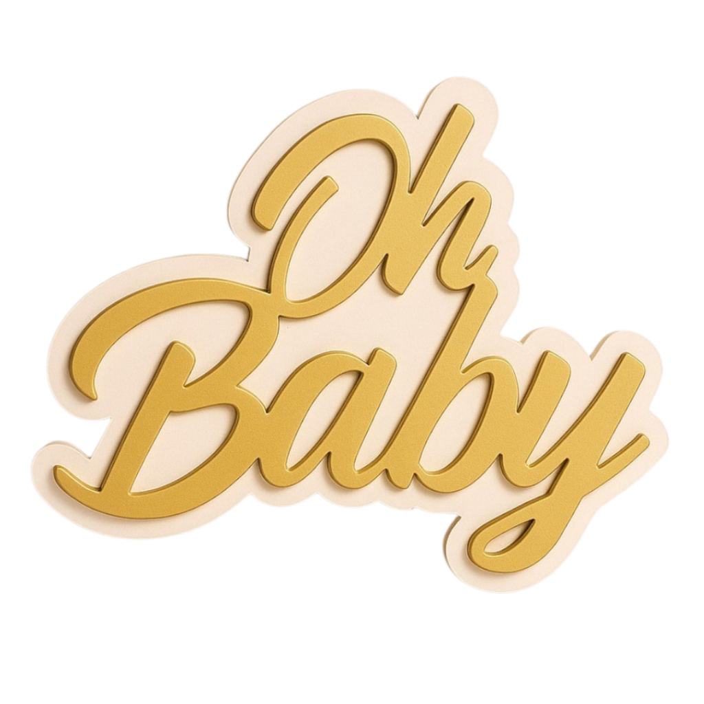Palavra Oh Baby Mdf Letreiro Frase 60x40 Dourado personalizado Branco e Dourado em Oferta na Shopee