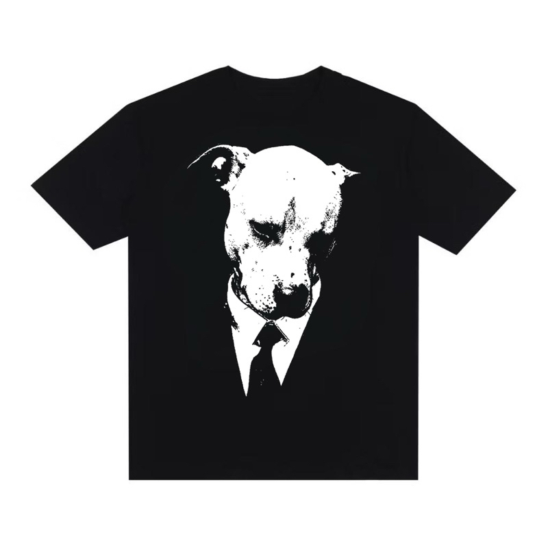 Camiseta Streetwear Oversized Estampada Camisa Y2K Gotico Rock Cachorro de Terno Dog Estiloso Casual Gangster