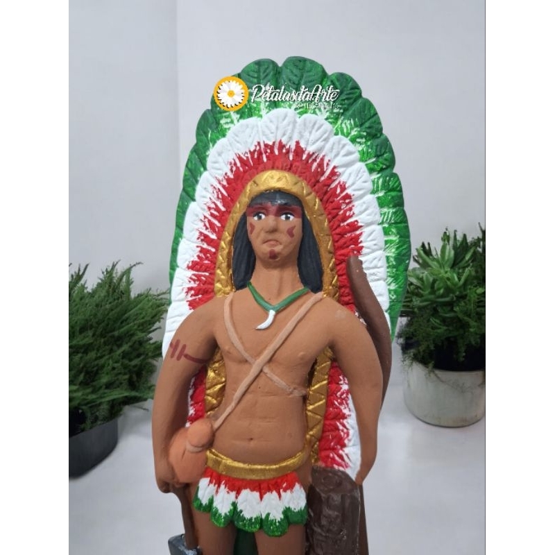 CABOCLO umbanda candomblé escultura estátua de gesso 28cm tupinamba