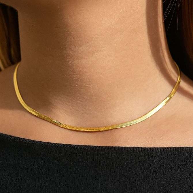 Choker Fita Folheado a Ouro 18K ou Prata 925 Colar Feminino | Inoxidável Gargantilha Não Escurece!