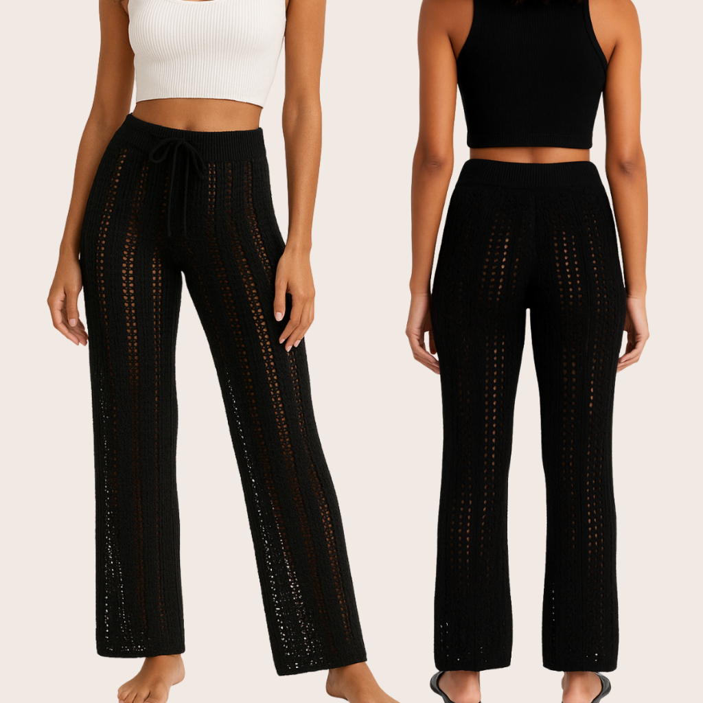 Saida De Praia Calça Croche Moda Verao Blogueira Tricot Luxo em Oferta na Shopee