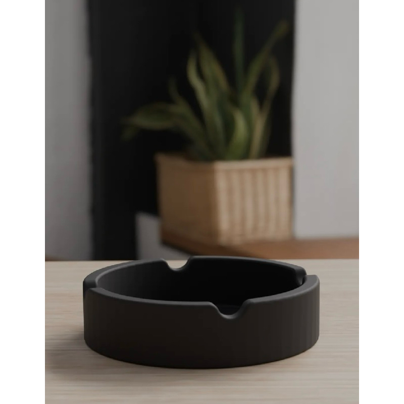 Cinzeiro-Cinzeiro Decorativo Minimalista Preto Fosco para Mesa e Sala-8 cm
