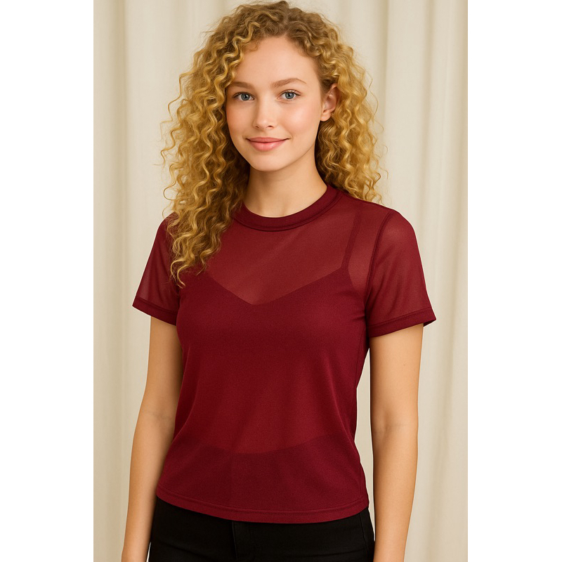 Blusa Feminina Tule Manga curta Transparente Academia Fitness Leve, Fresca, Estilosa