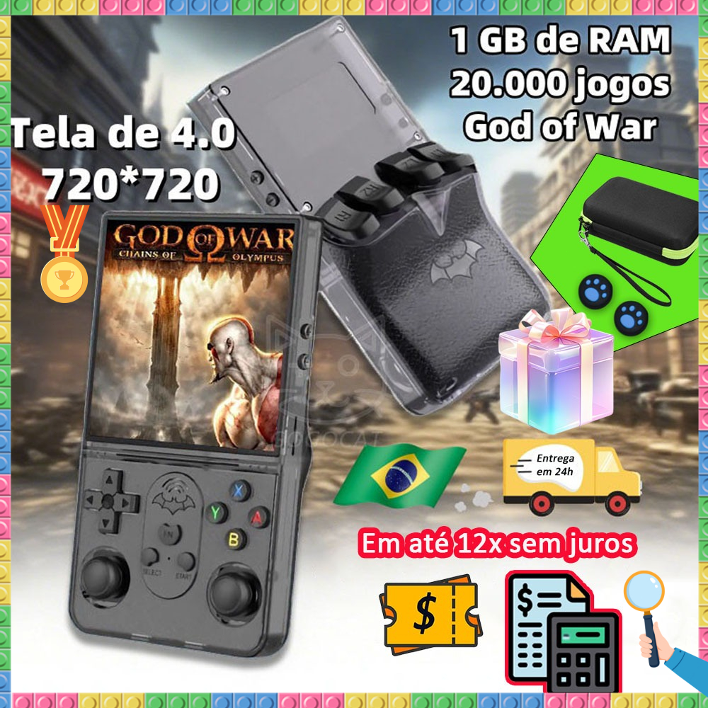 2025 R36S GT 20.000 Jogos 4 polegadas Portátil Console Videogame 1GB De RAM Pode Jogar God of War GTA for PS1 PSP N64