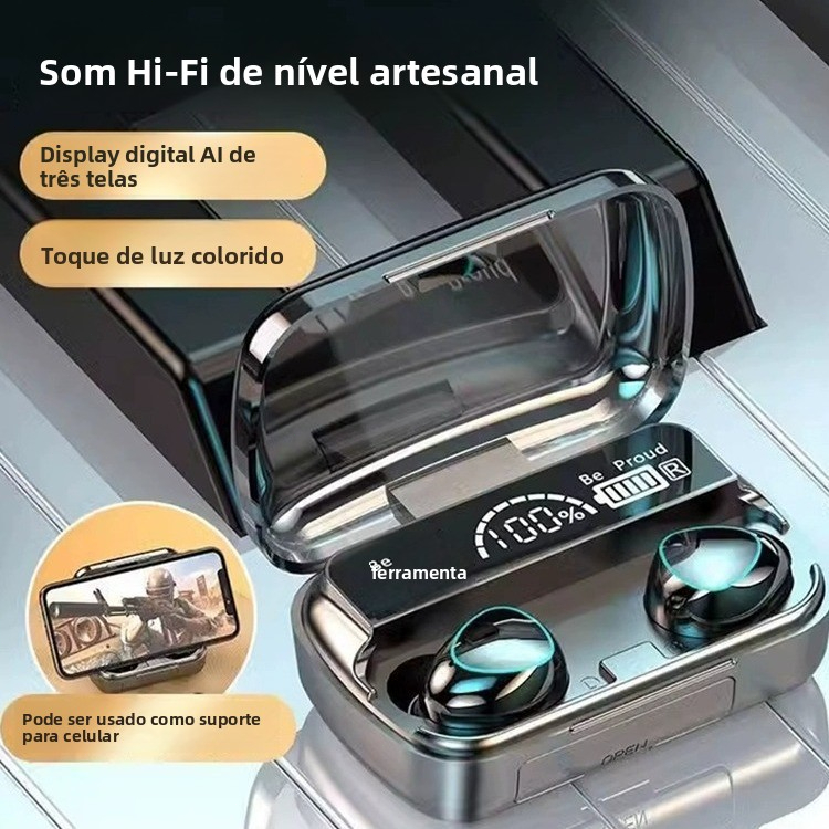 Fone de Ouvido Bluetooth Gamer com Cancelamento de Ruído, Bateria de Longa Duração, TWS, Ideal para Esportes e Jogos