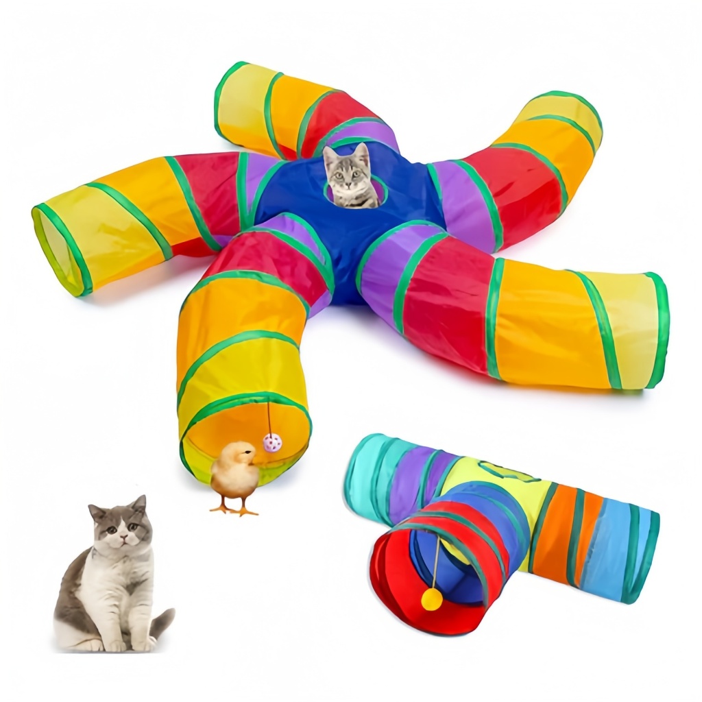 Labirinto Dobrável para Pets: Túnel Colorido, Interativo e Resistente - Brincadeira para Gatos