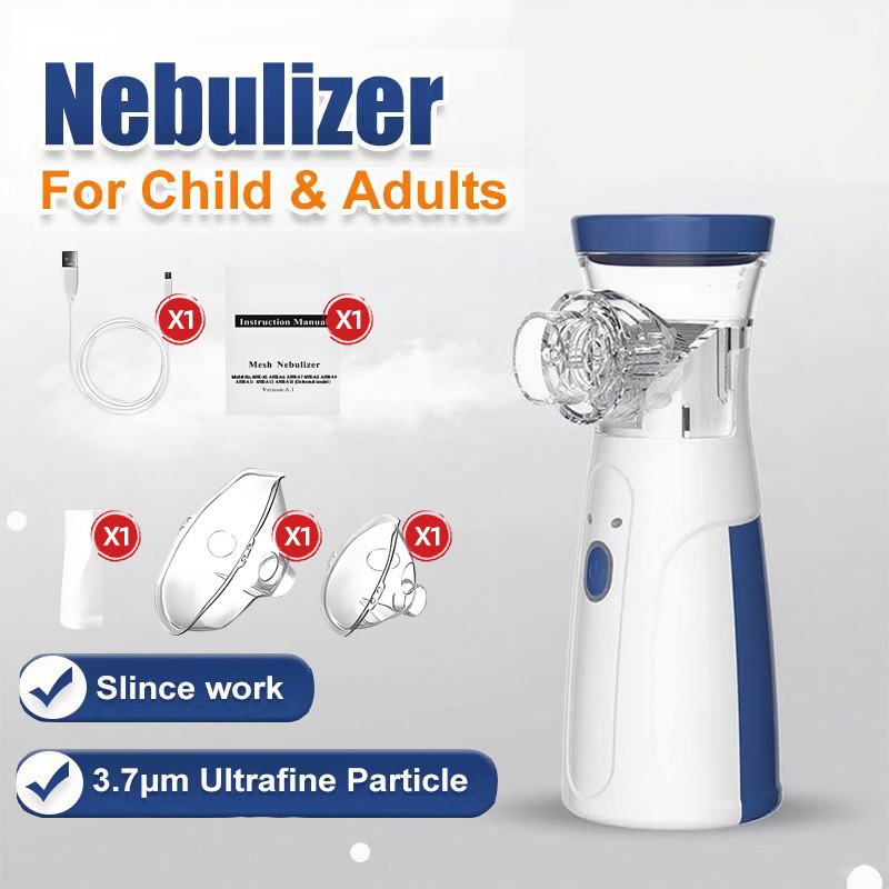 Nebulizador Inalador Ultrassônico Portátil Silencioso | USB + Pilha AAA | Adulto e Infantil N11
