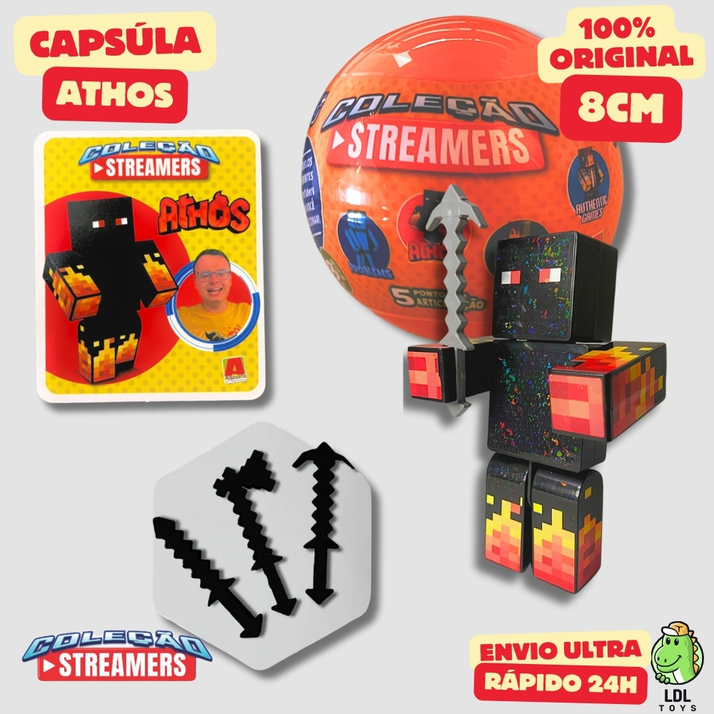 Boneco Colecionável Athos 8cm + Card Exclusivo + Cartela de Adesivos + 3 Ferramentas Youtuber em Oferta na Shopee