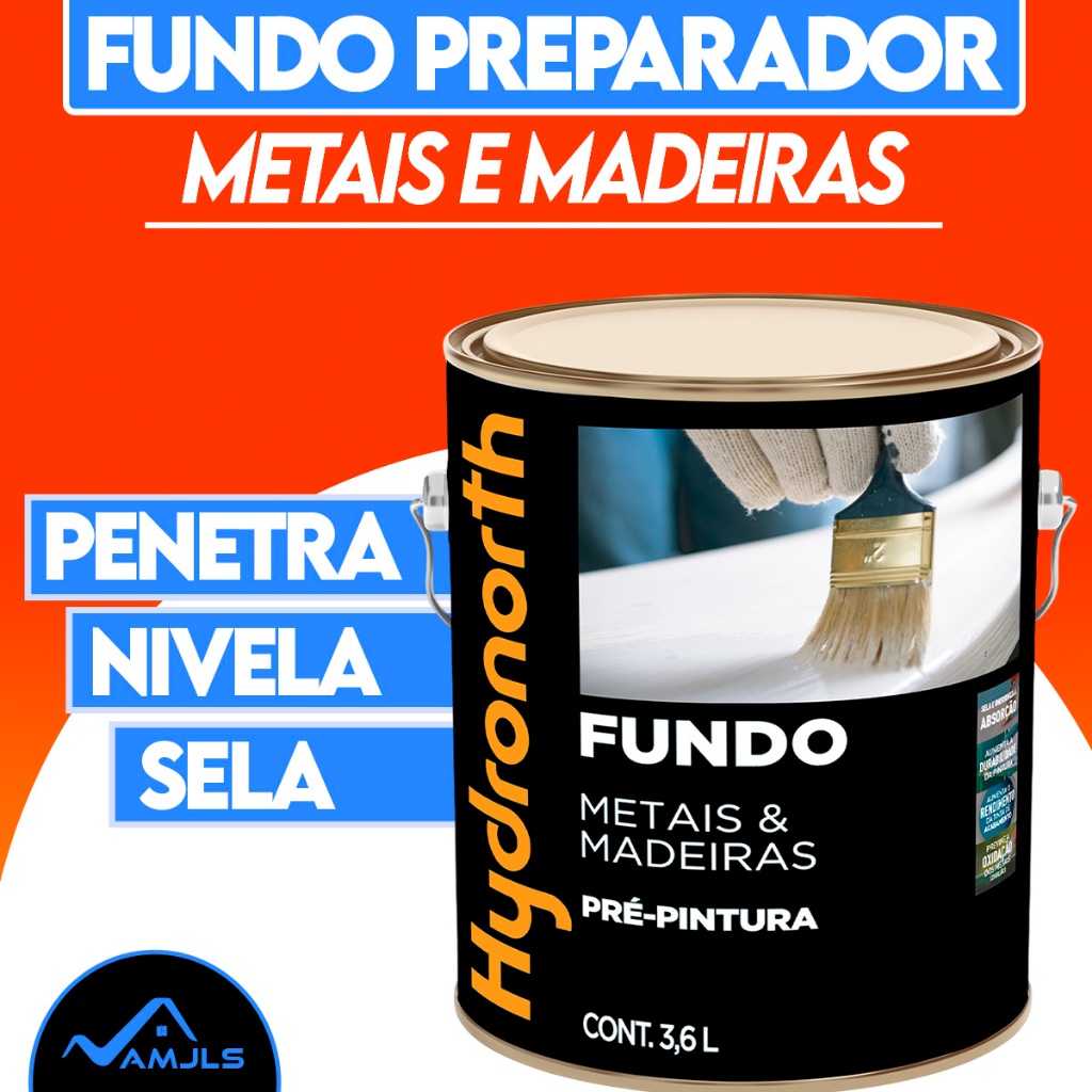 Fundo Para Madeira E Metais Hydronorth 3,6L Sela Pentra e Nivela