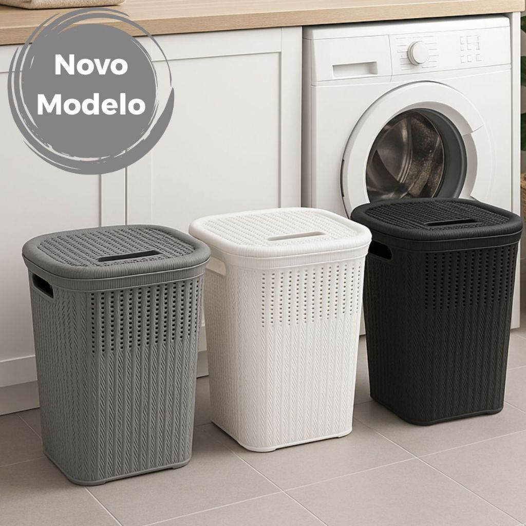 Cesto Roupa Rattan 50 Litros - Cesto Lavanderia Roupa Suja