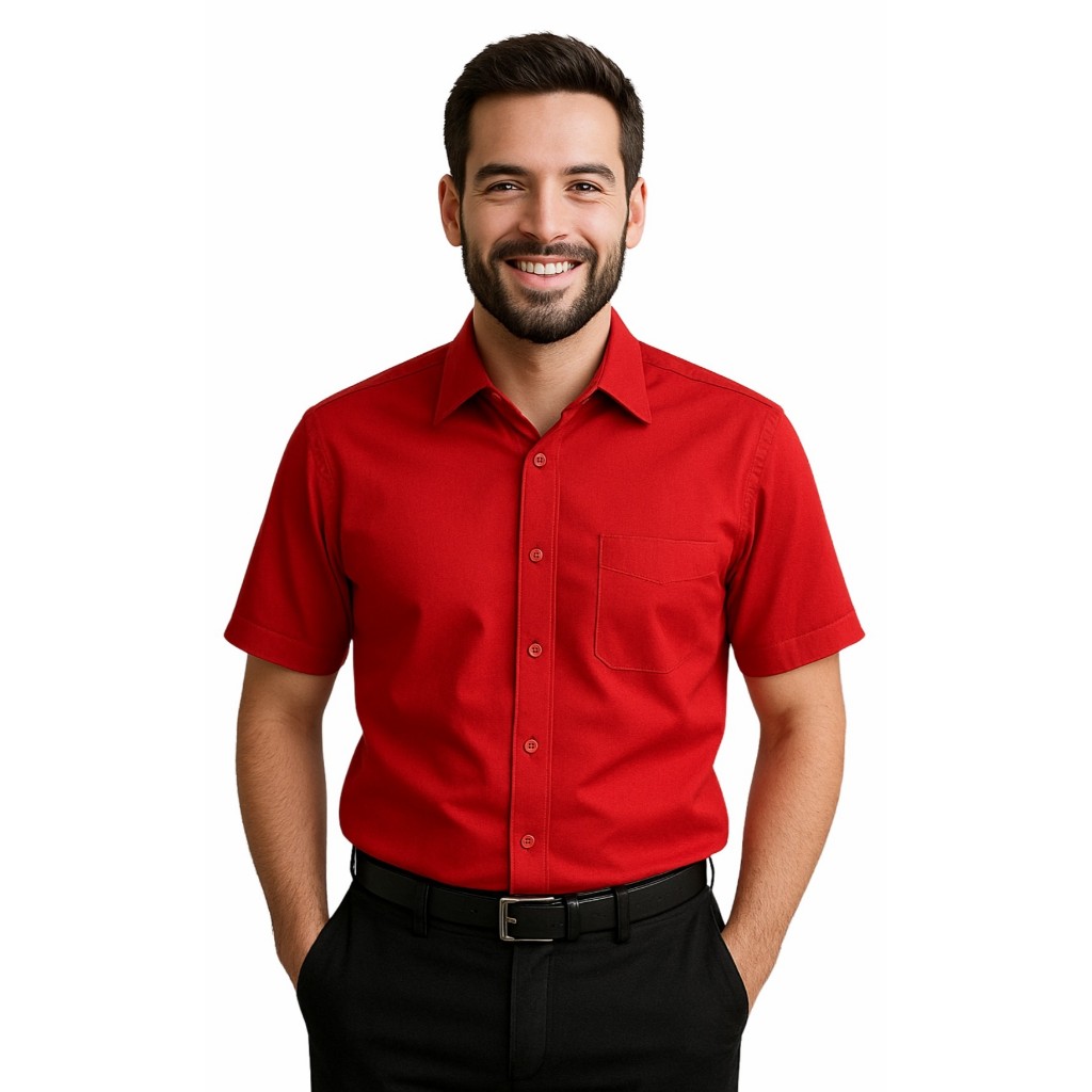 Camisa Social Manga Curta Masculina Com Bolso em Oferta na Shopee