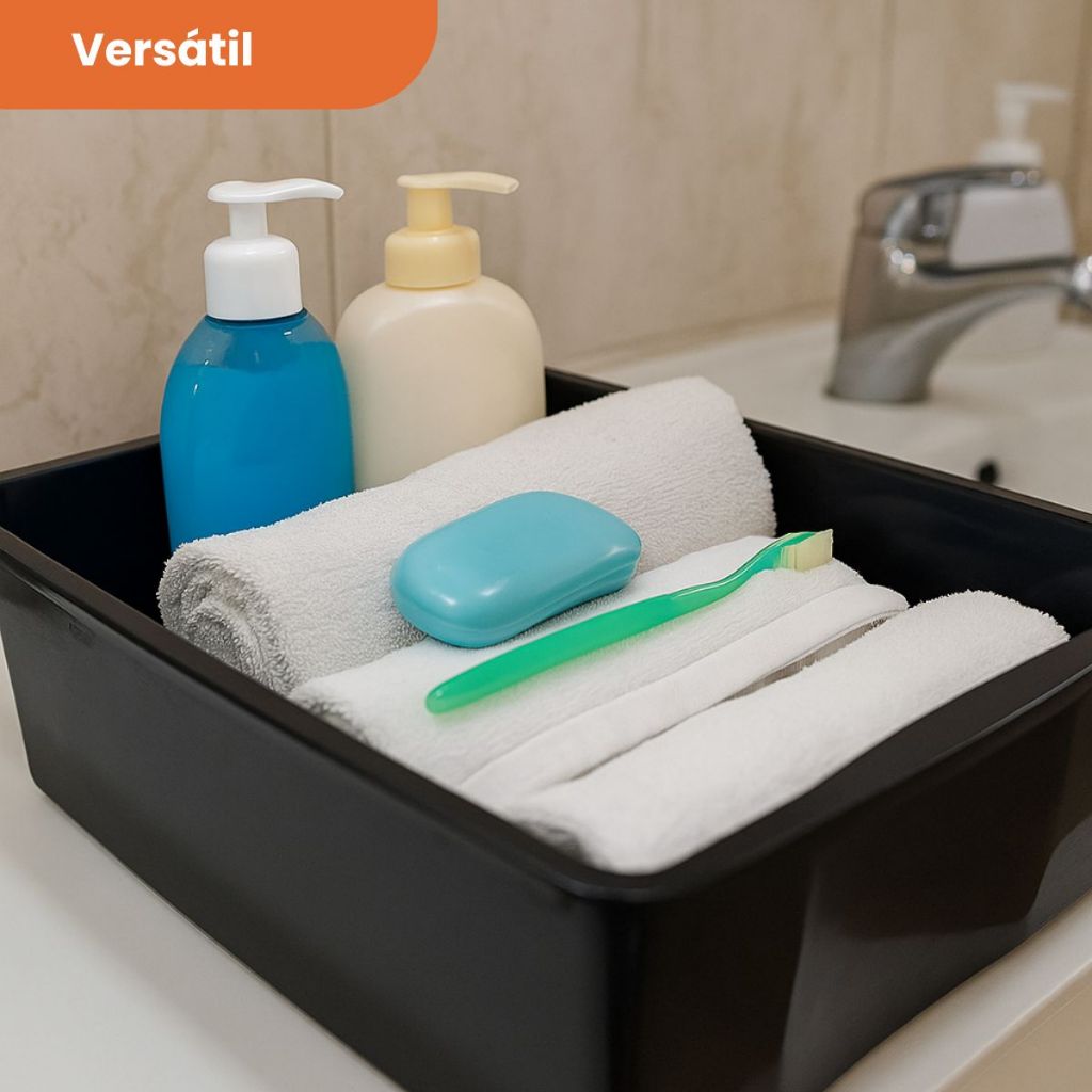 Caixa Organize Com Tampa Resistente Multiuso 18 Litros Black