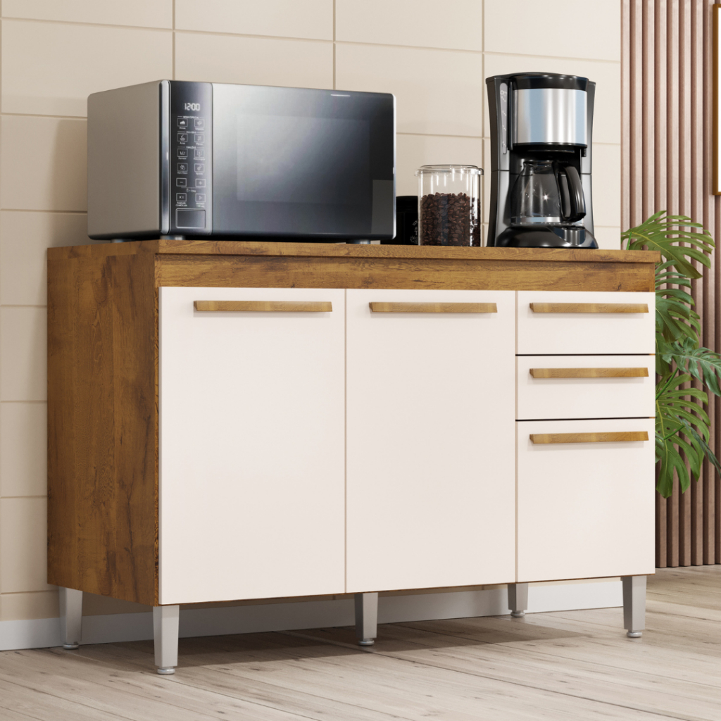 Balcão De Cozinha 3 Portas 2 gavetas 1,20m em Oferta na Shopee