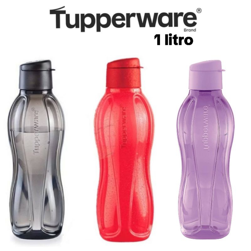 Eco Tupper Garrafa 1 Litro Tupperware Preta - Morango - Chumbo - Lilás - Pistache - Garrafa Água Não Vaza