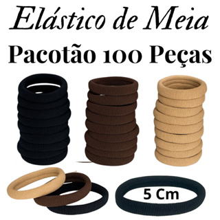 Pacote com 100 Elástico De Meia PRETO/MARROM/BEGE Super Resistente Pacotão Xuxinha de meia em Oferta na Shopee