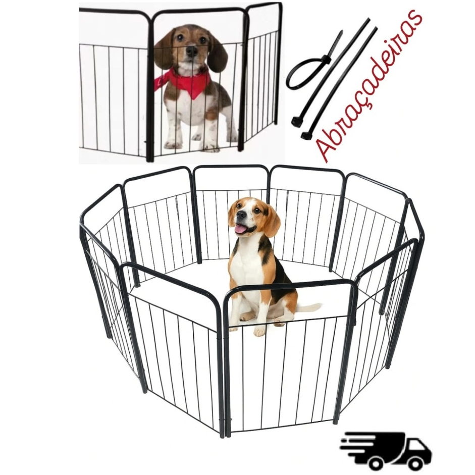 Cercado Pet 152cm Até 380cm Cercadinho Para Cachorro Dobrável Portátil Módulos Grade Tela