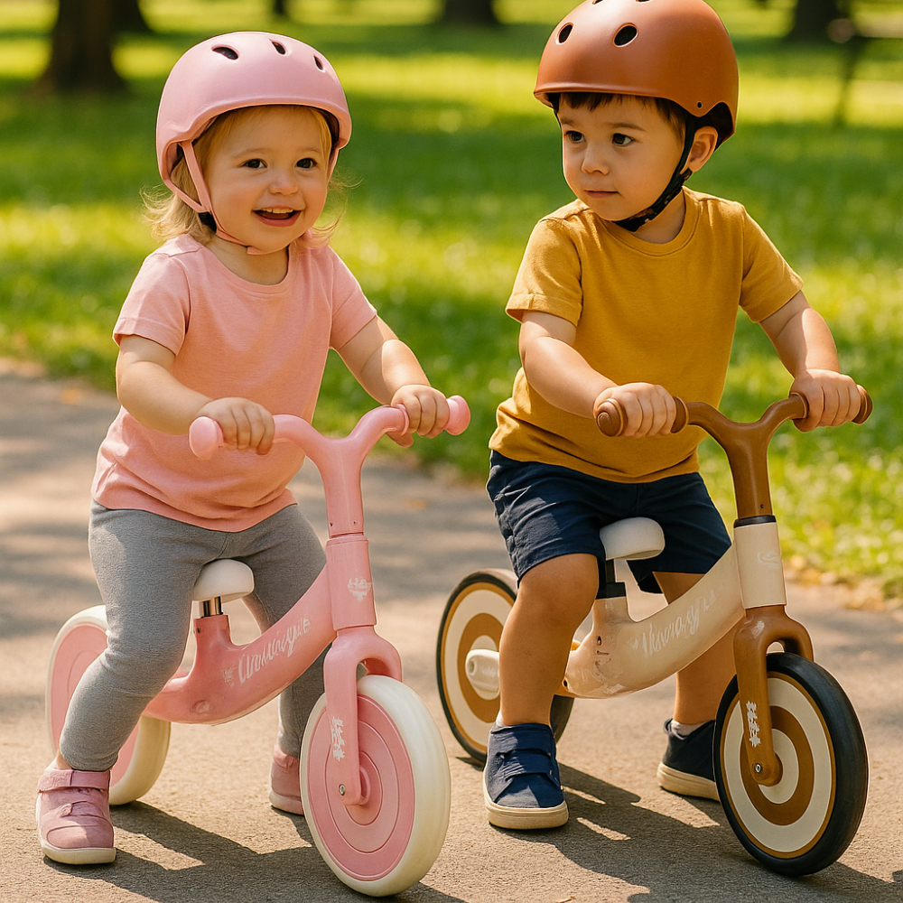 Bicicleta Equilíbrio Infantil Sem Pedal Rosa Nude Marrom Criança Bebe Brinquedo Coordenação Motora