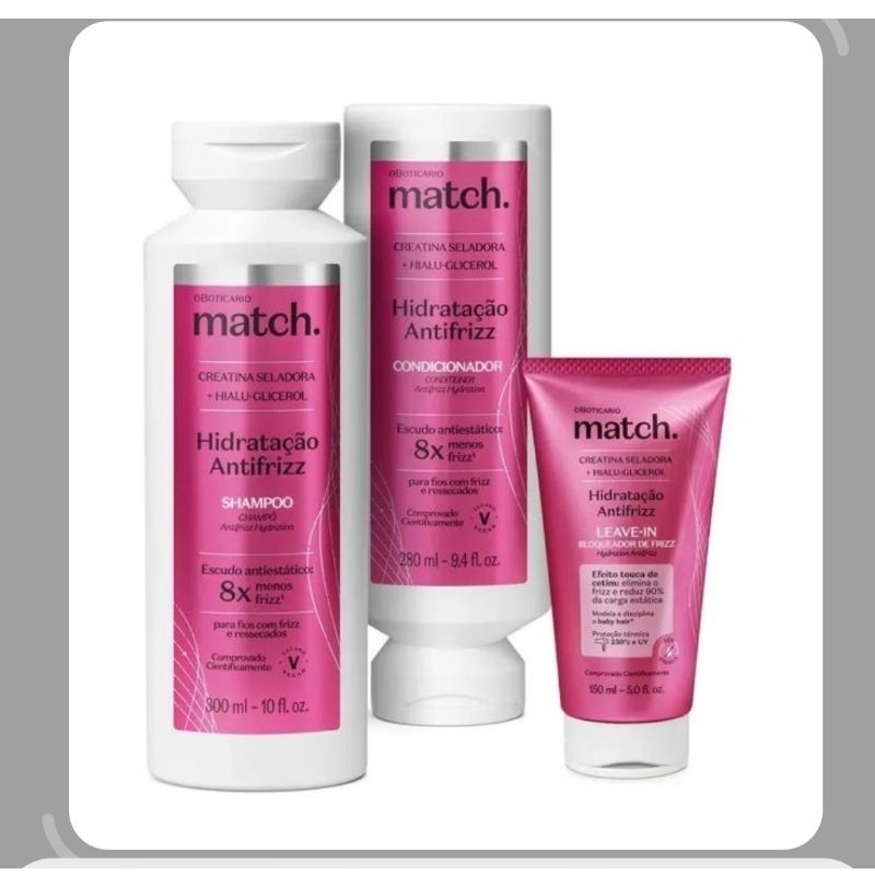 Shampoo e condicionador Match Hidratação Antifrizz 8x menos Frizz 300 ml. em Oferta na Shopee