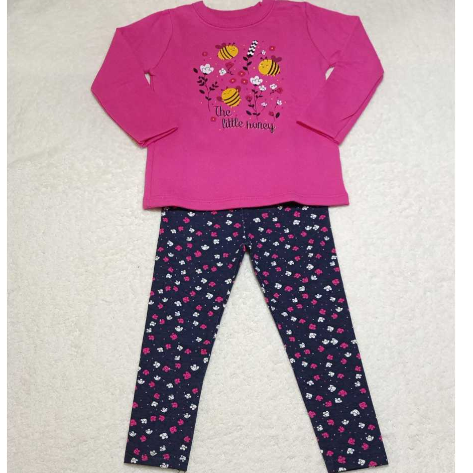 Conjunto Infantil Menina Blusa Em Moletom Legging Em Cotton  Estampa Brandili