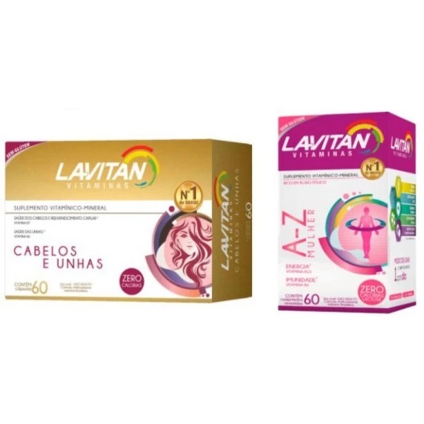 Kit Lavitan Hair Cabelos E Unha Cimed 60 Cápsulas + 1 Lavitan Mulher c/60