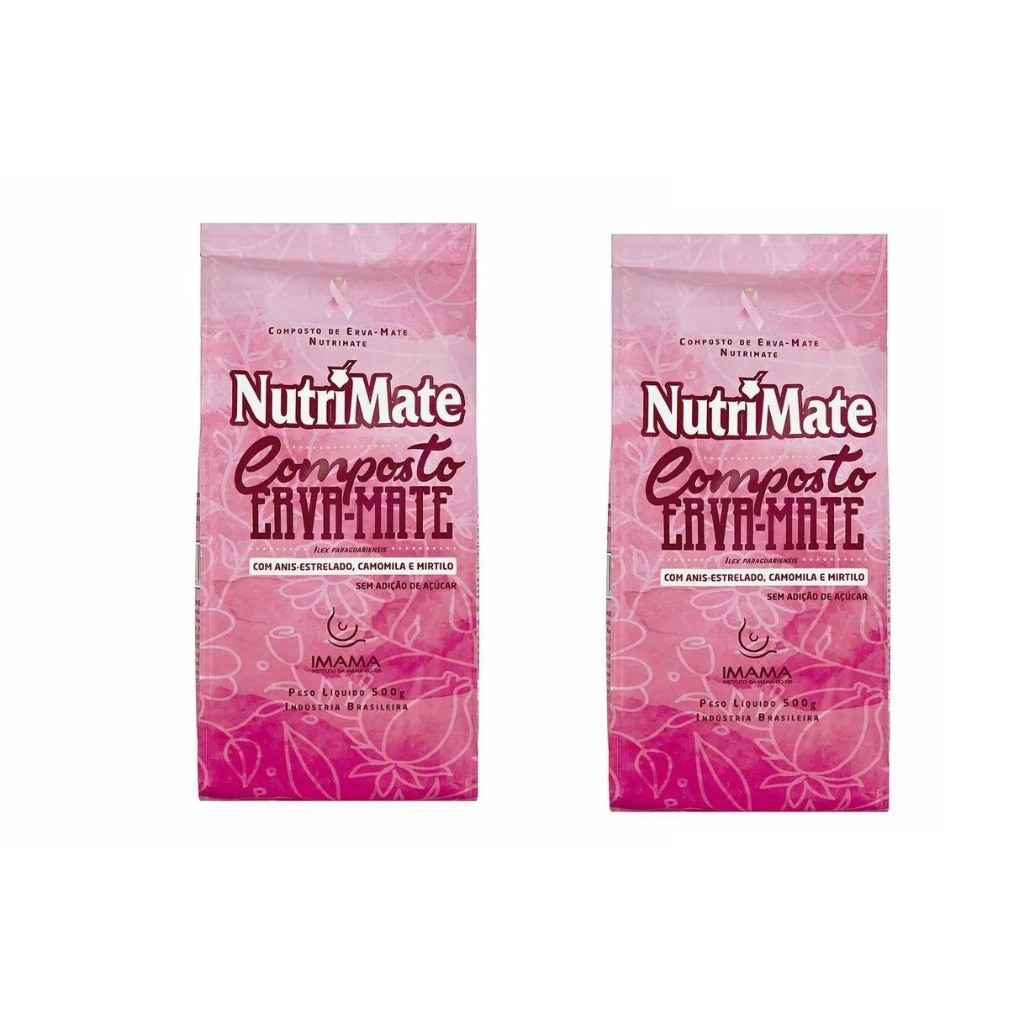 Kit 02 Compostos de Erva-mate com Chás sem Adição de Açúcar Nutrimate 500g cada