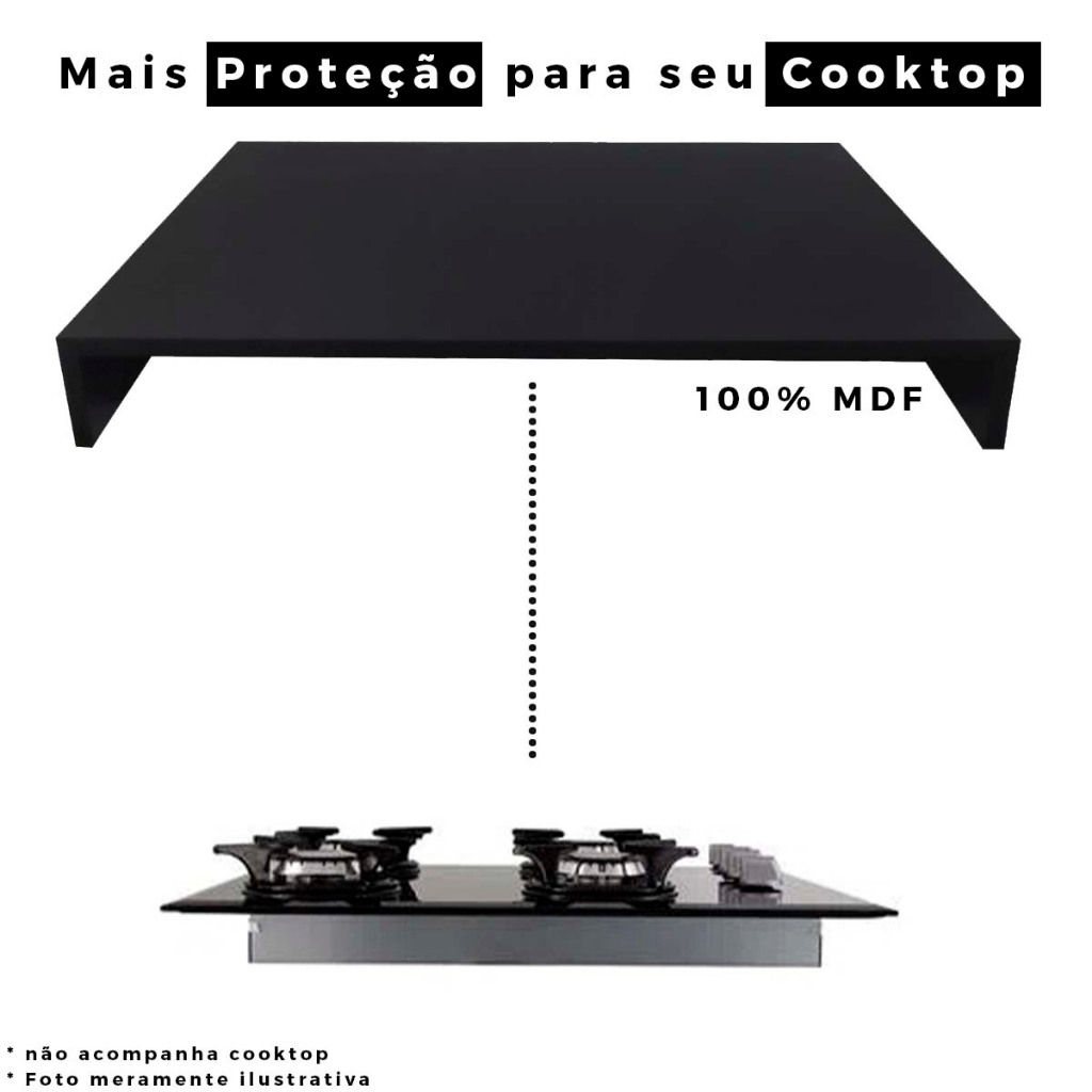 Tampa de proteção para cooktop de 5 bocas com dimensões de até 77cm x 52cm cor Preto em Oferta na Shopee