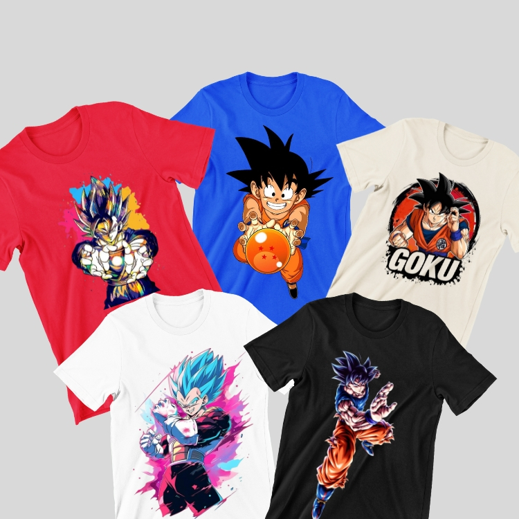 kit infantil KIT 5 CAMISETAS INFANTIS DRAGON BALL camiseta menino camiseta 100% algodão