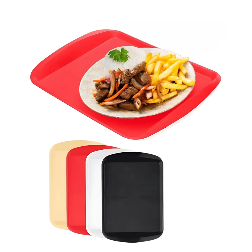 Kit Jogo 10 Bandeja Refeitório Fast Food Cozinha Café Plástica Restaurante Firme Resistente Grande