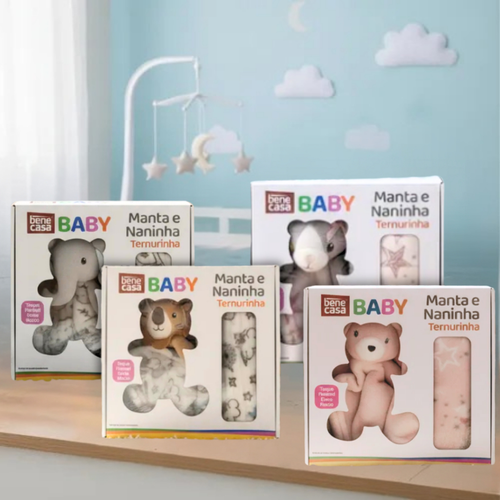 Kit Presente Para Bebês Manta Com Naninha Ternurinha Flannel Pelúcia Bene Casa