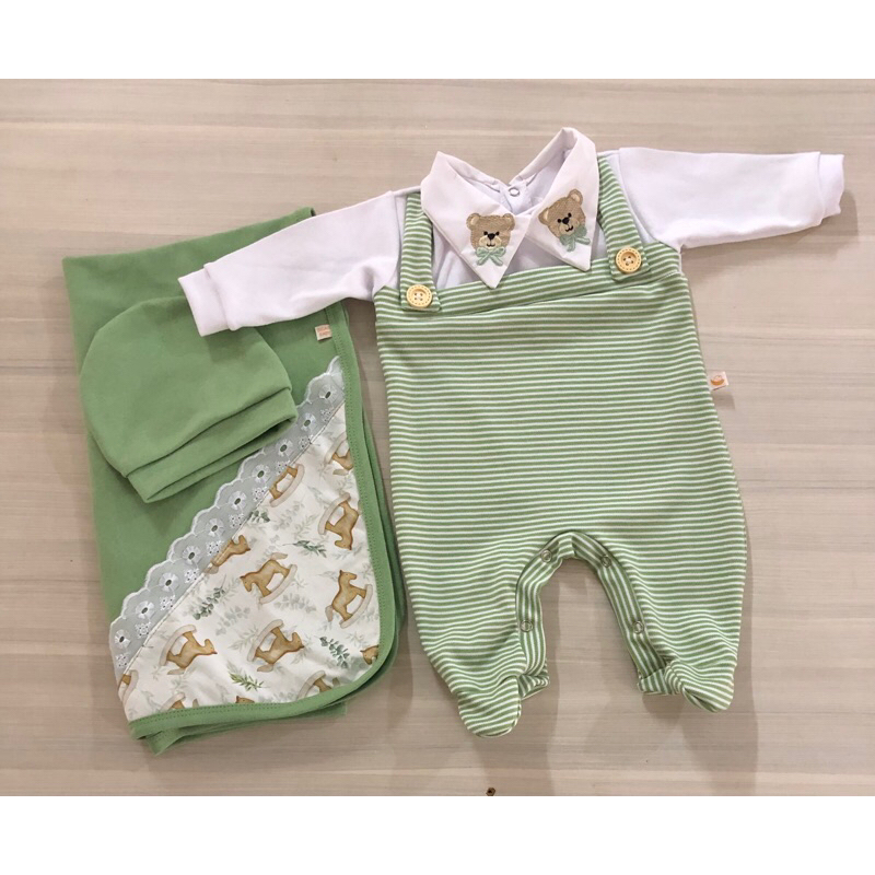 Saída Maternidade luxo bordada urso em Oferta na Shopee