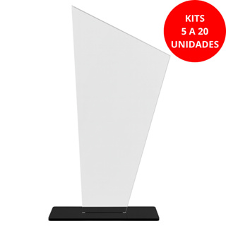 Kits 5 10 15  20 Troféu Acrílico Transparente 18cm com Base Preta Personalizável em Oferta na Shopee