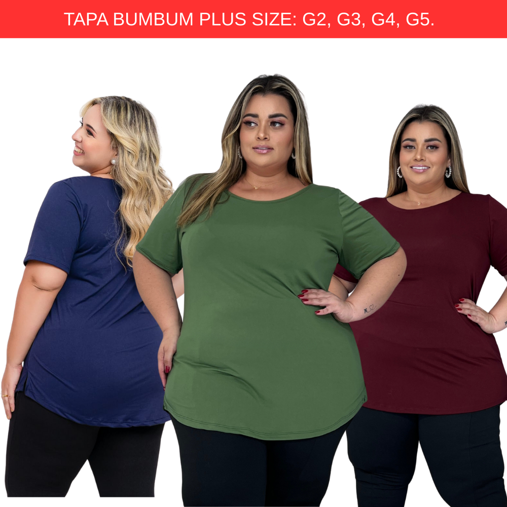 Camiseta Tapa Bumbum Plus Size Feminina. em Oferta na Shopee