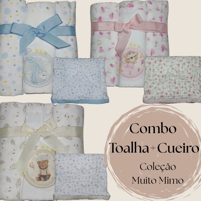 Kit 3 Cueiros de Bebê flanelado 80x80 + Toalha de bebê com capuz 3 camadas tecido soft. em Oferta na Shopee