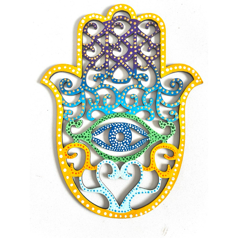 Mão de Fátima Imagem Mandala em MDF 20cm Personalizada Proteção Benção Força