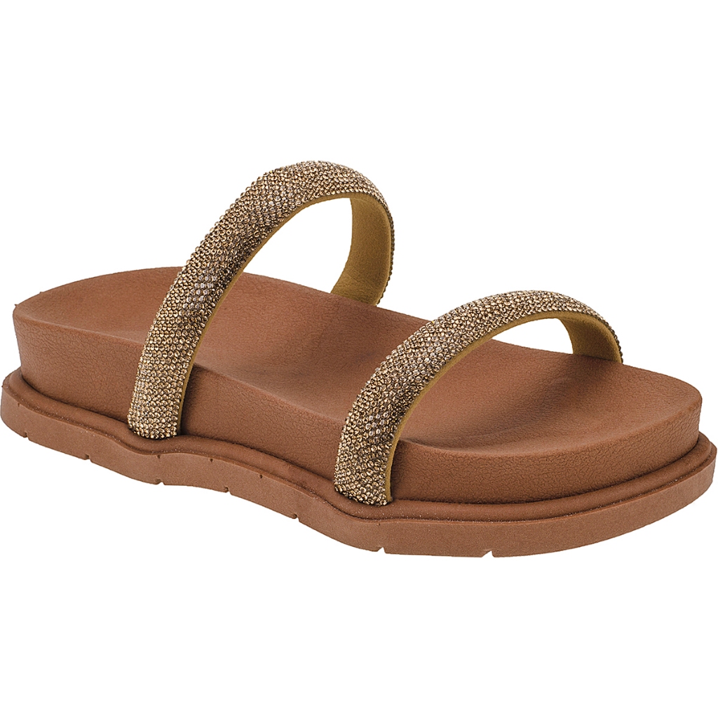Papete Flat Strass Sandália Feminina Confortável Moderna Elegante moda H&C Shoes Bethina