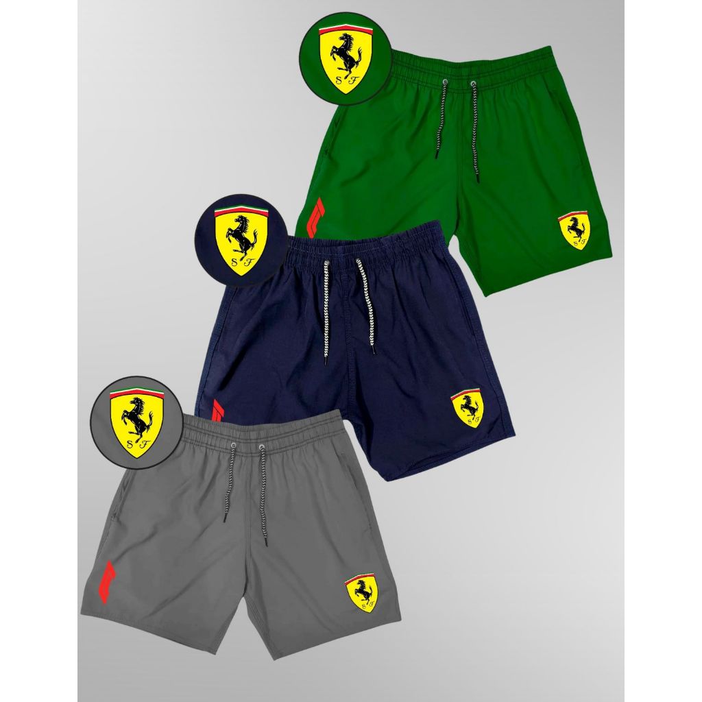KIT 3 Bermuda Elastano premium  - F1 FERRARI  Esporte praia academia, ideal para pratica de lutas, futebol, corridas.