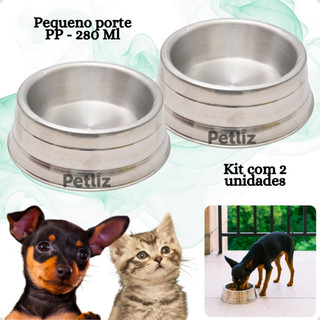 Kit 2 Pote Comedouro e Bebedouro Pesado Polido de Alumínio Ração para Cães Pequeno Porte …