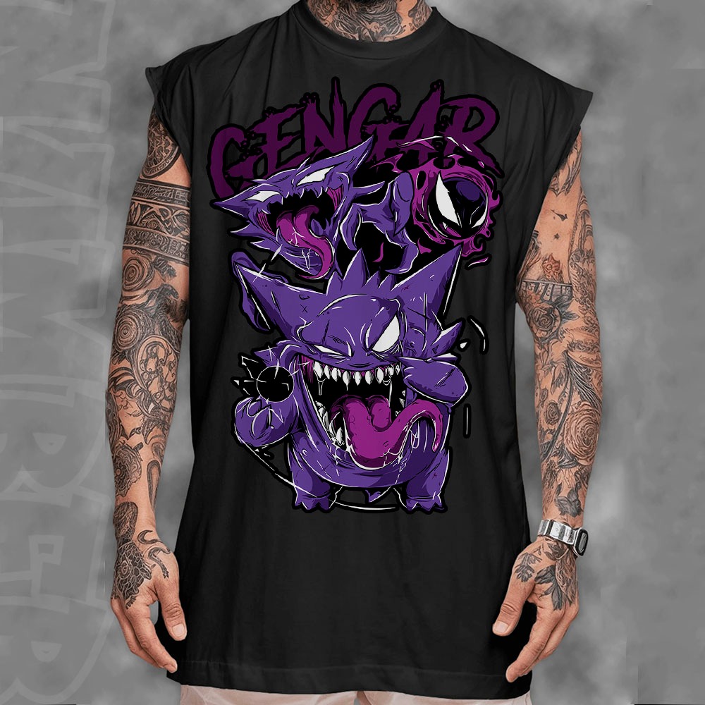 Camiseta regata machao oversized masculino Gengar gastly fantasma gym academia streetwear em algodao unissex Longline em Oferta na Shopee