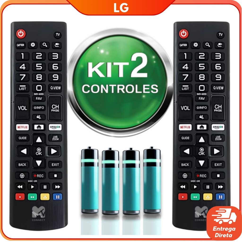 KIT Controle remoto para TV LG Smart Compatível LCD LED HDTV UHD OLED 3D 4K
